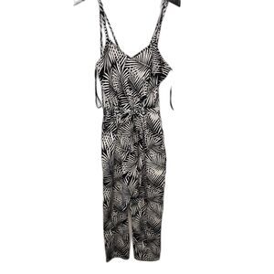 OYSHO Black & White Tropical Print Jumpsuit Size M